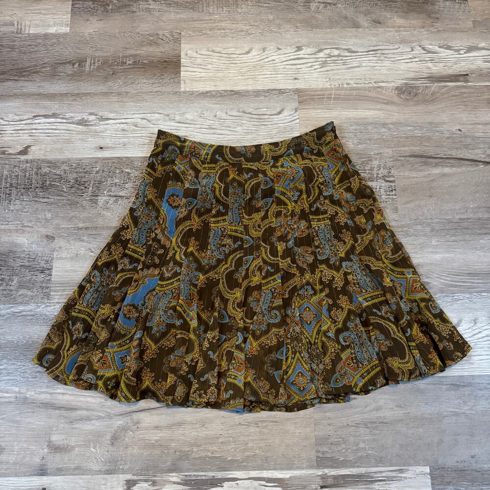 Vintage Y2K ICE Paisley Pleated Skirt Metallic Sheer Whimsigoth Boho Fall 90s 6